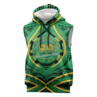Cook Islands Constitution Day Sleeveless Hoodie 60th Anniversary LT05 Green - Polynesian Pride