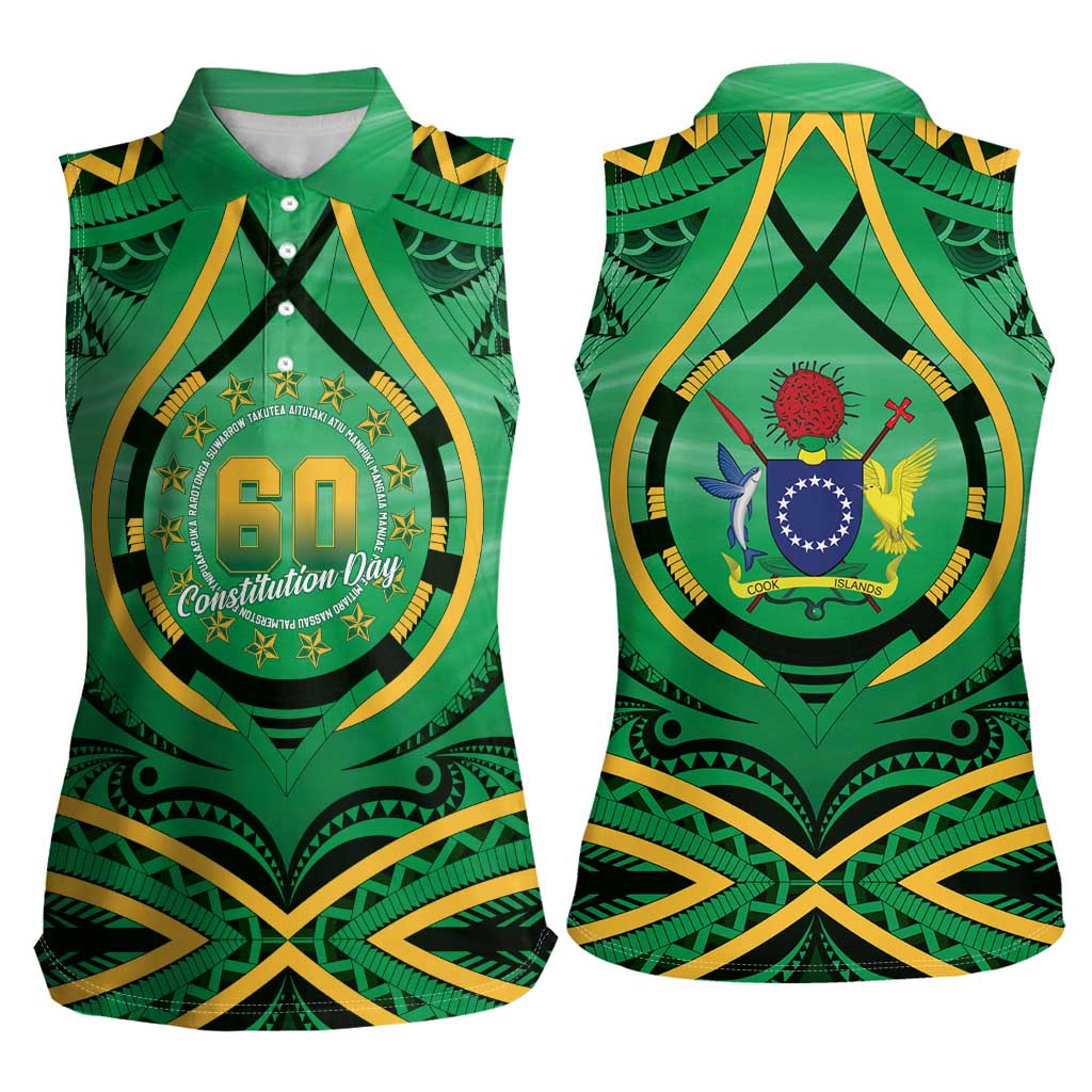 Cook Islands Constitution Day Women Sleeveless Polo Shirt 60th Anniversary - Polynesian Pride