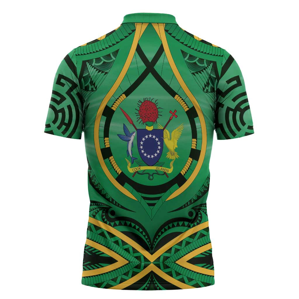 Cook Islands Constitution Day Zipper Polo Shirt 60th Anniversary LT05 - Polynesian Pride