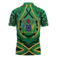 Cook Islands Constitution Day Zipper Polo Shirt 60th Anniversary LT05 - Polynesian Pride