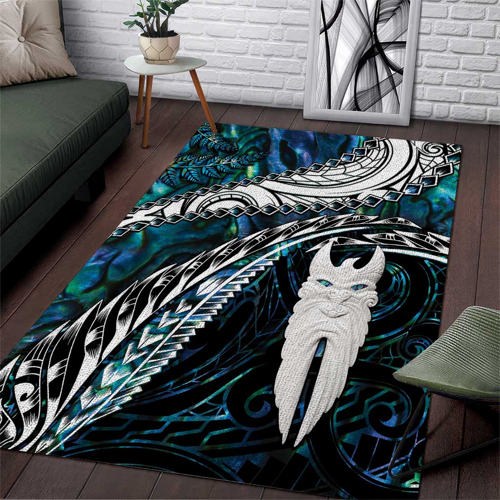 New Zealand Aotearoa Area Rug Maori Hei Rehua Paua Shell Glitter Green LT05 Green - Polynesian Pride