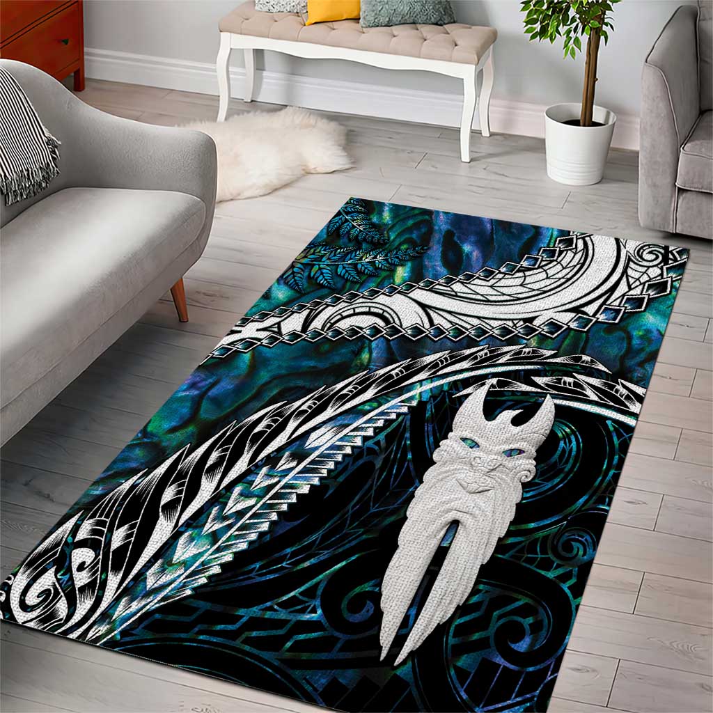 New Zealand Aotearoa Area Rug Maori Hei Rehua Paua Shell Glitter Green LT05 - Polynesian Pride