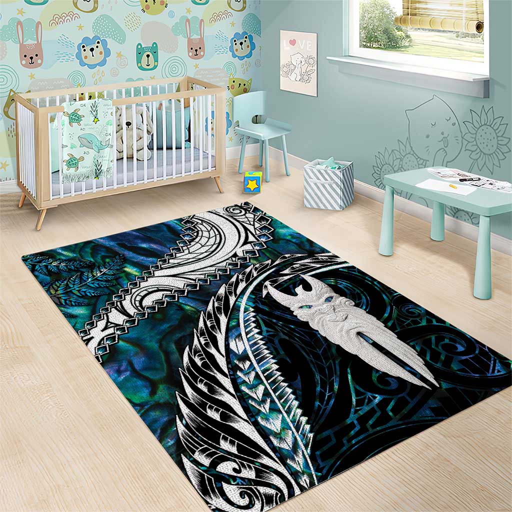 New Zealand Aotearoa Area Rug Maori Hei Rehua Paua Shell Glitter Green LT05 - Polynesian Pride