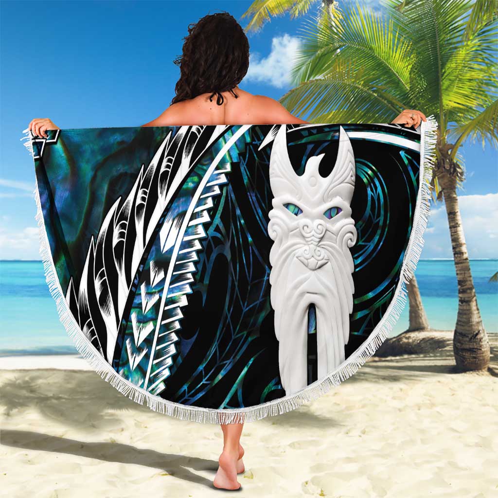New Zealand Aotearoa Beach Blanket Maori Hei Rehua Paua Shell Glitter Green LT05 - Polynesian Pride