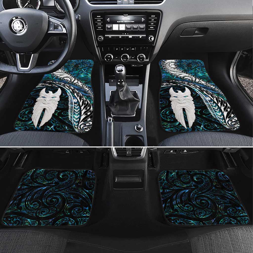 New Zealand Aotearoa Car Mats Maori Hei Rehua Paua Shell Glitter Green LT05 Set 4pcs Green - Polynesian Pride
