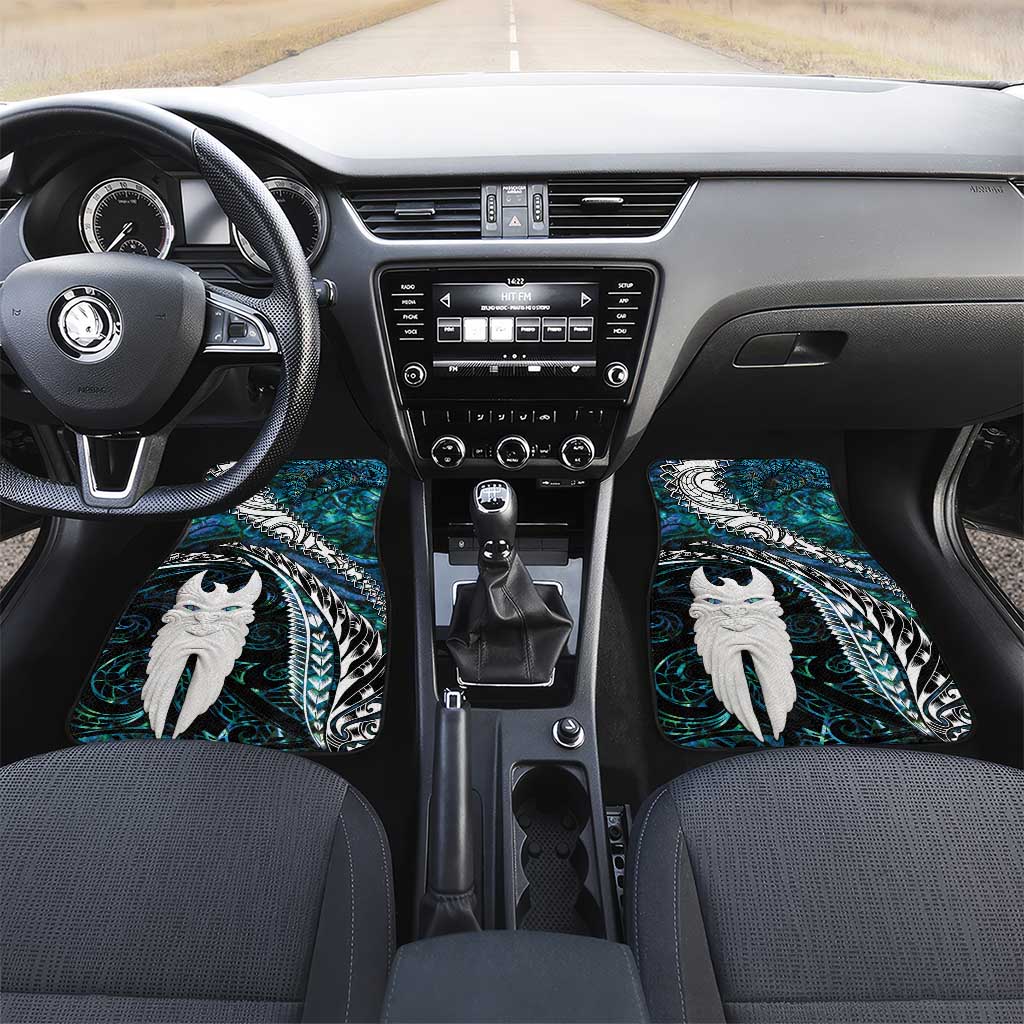 New Zealand Aotearoa Car Mats Maori Hei Rehua Paua Shell Glitter Green LT05 Set 2pcs - Front Green - Polynesian Pride