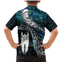New Zealand Aotearoa Family Matching Mermaid Dress and Hawaiian Shirt Maori Hei Rehua Paua Shell Glitter Green LT05 - Polynesian Pride