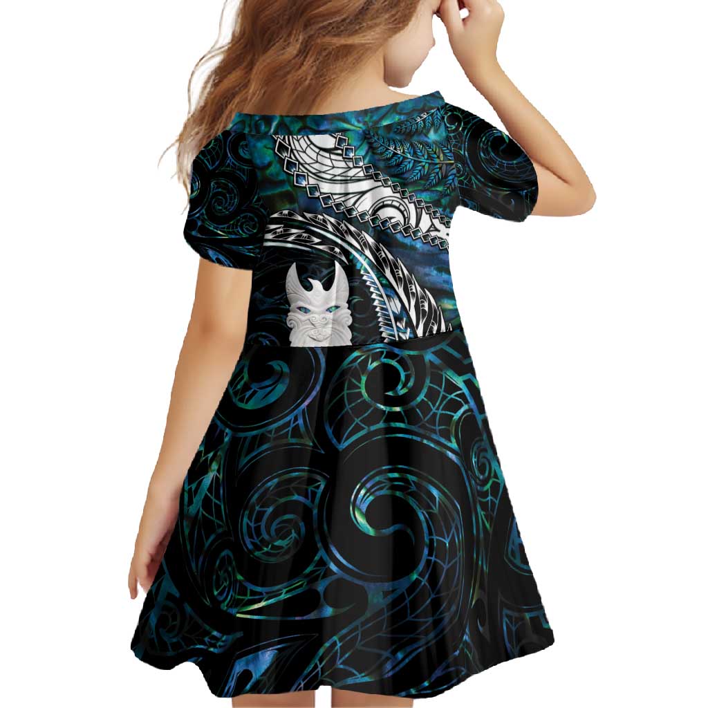 New Zealand Aotearoa Family Matching Off Shoulder Maxi Dress and Hawaiian Shirt Maori Hei Rehua Paua Shell Glitter Green LT05 - Polynesian Pride