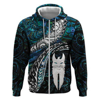 New Zealand Aotearoa Hoodie Maori Hei Rehua Paua Shell Glitter Green LT05 Zip Hoodie Green - Polynesian Pride