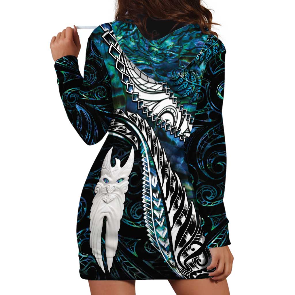 New Zealand Aotearoa Hoodie Dress Maori Hei Rehua Paua Shell Glitter Green LT05 - Polynesian Pride