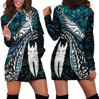 New Zealand Aotearoa Hoodie Dress Maori Hei Rehua Paua Shell Glitter Green LT05 - Polynesian Pride