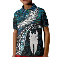 New Zealand Aotearoa Kid Polo Shirt Maori Hei Rehua Paua Shell Glitter Green LT05 Kid Green - Polynesian Pride
