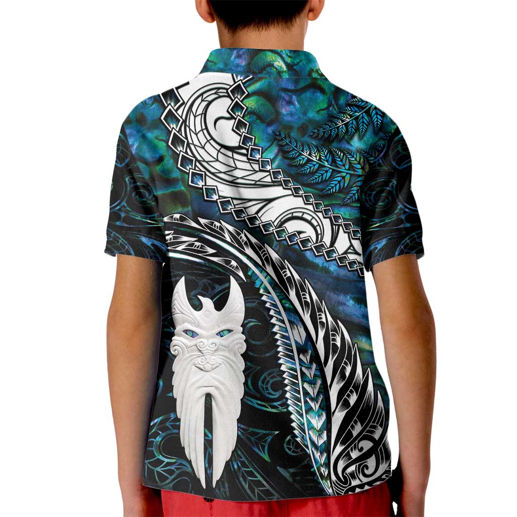 New Zealand Aotearoa Kid Polo Shirt Maori Hei Rehua Paua Shell Glitter Green LT05 - Polynesian Pride
