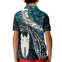 New Zealand Aotearoa Kid Polo Shirt Maori Hei Rehua Paua Shell Glitter Green LT05 - Polynesian Pride