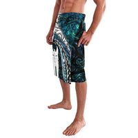 New Zealand Aotearoa Lavalava Maori Hei Rehua Paua Shell Glitter Green LT05 - Polynesian Pride