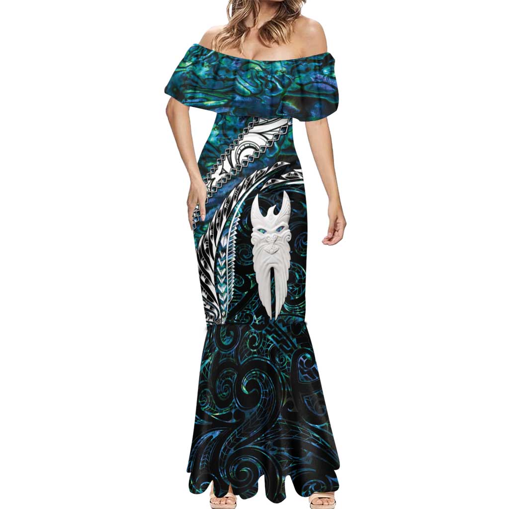 New Zealand Aotearoa Mermaid Dress Maori Hei Rehua Paua Shell Glitter Green LT05 - Polynesian Pride