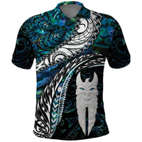 New Zealand Aotearoa Polo Shirt Maori Hei Rehua Paua Shell Glitter Green LT05 Green - Polynesian Pride