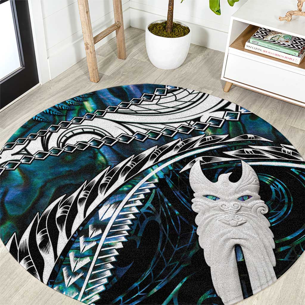 New Zealand Aotearoa Round Carpet Maori Hei Rehua Paua Shell Glitter Green LT05 Green - Polynesian Pride