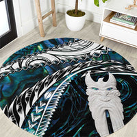 New Zealand Aotearoa Round Carpet Maori Hei Rehua Paua Shell Glitter Green LT05 Green - Polynesian Pride