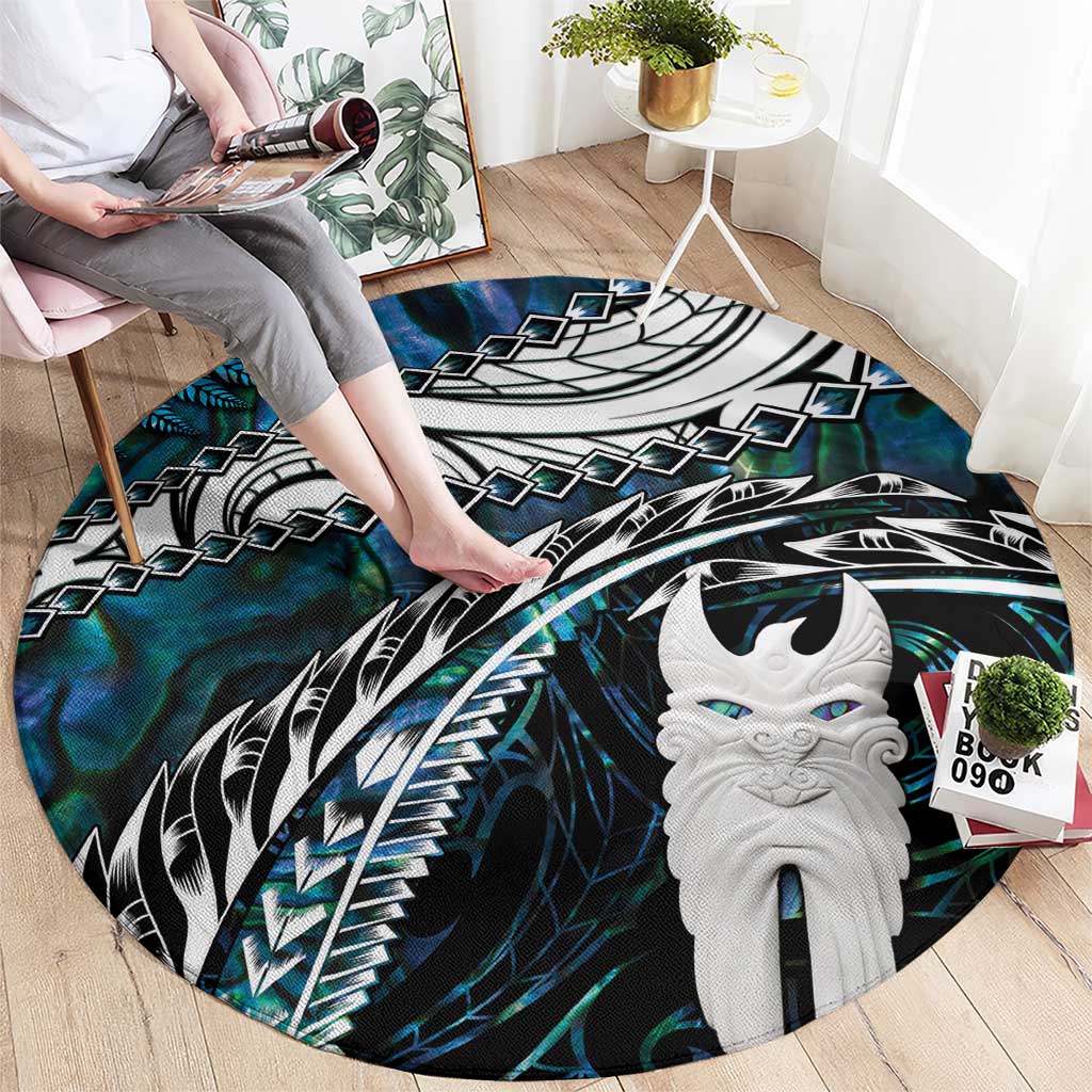 New Zealand Aotearoa Round Carpet Maori Hei Rehua Paua Shell Glitter Green LT05 - Polynesian Pride