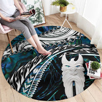 New Zealand Aotearoa Round Carpet Maori Hei Rehua Paua Shell Glitter Green LT05 - Polynesian Pride