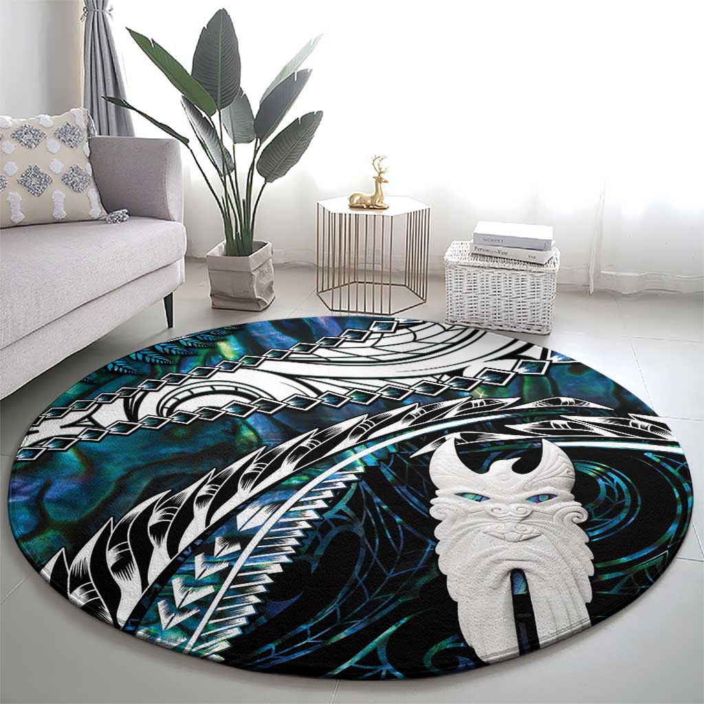 New Zealand Aotearoa Round Carpet Maori Hei Rehua Paua Shell Glitter Green LT05 - Polynesian Pride