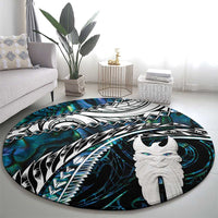 New Zealand Aotearoa Round Carpet Maori Hei Rehua Paua Shell Glitter Green LT05 - Polynesian Pride