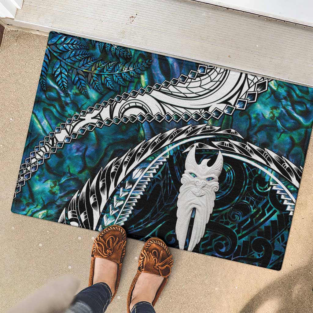 New Zealand Aotearoa Rubber Doormat Maori Hei Rehua Paua Shell Glitter Green LT05 - Polynesian Pride