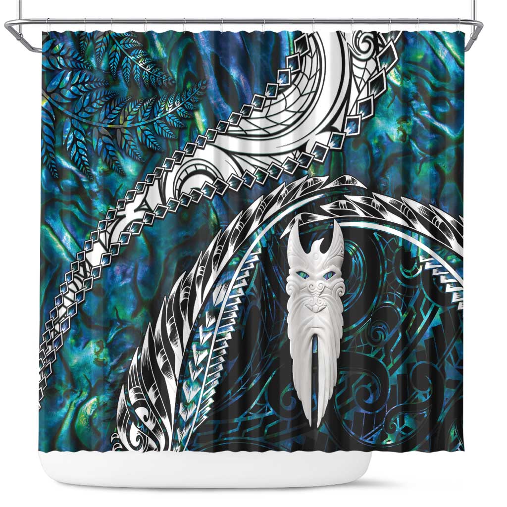 New Zealand Aotearoa Shower Curtain Maori Hei Rehua Paua Shell Glitter Green LT05 Green - Polynesian Pride