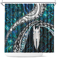 New Zealand Aotearoa Shower Curtain Maori Hei Rehua Paua Shell Glitter Green LT05 Green - Polynesian Pride