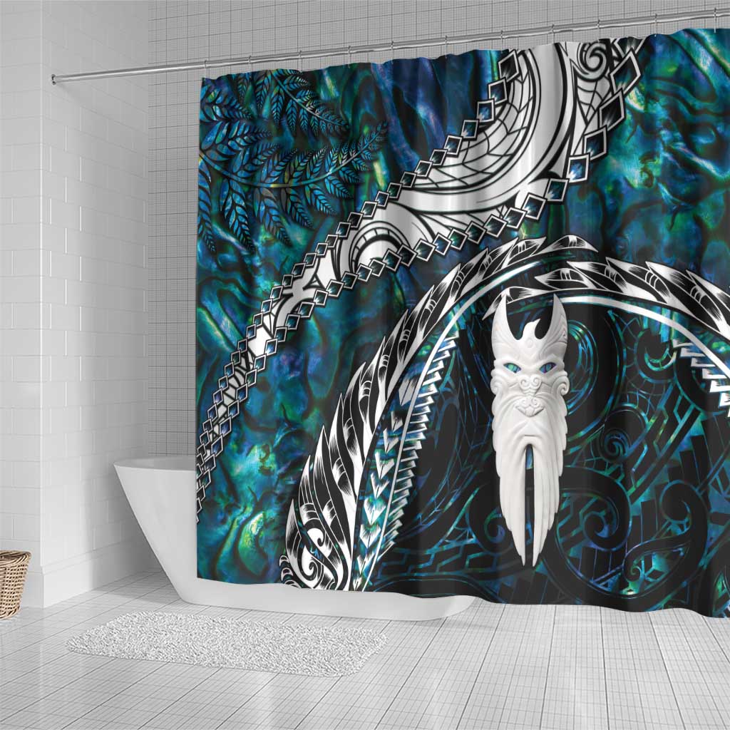 New Zealand Aotearoa Shower Curtain Maori Hei Rehua Paua Shell Glitter Green LT05 - Polynesian Pride