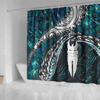 New Zealand Aotearoa Shower Curtain Maori Hei Rehua Paua Shell Glitter Green LT05 - Polynesian Pride