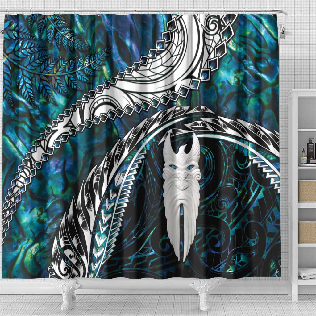 New Zealand Aotearoa Shower Curtain Maori Hei Rehua Paua Shell Glitter Green LT05 - Polynesian Pride