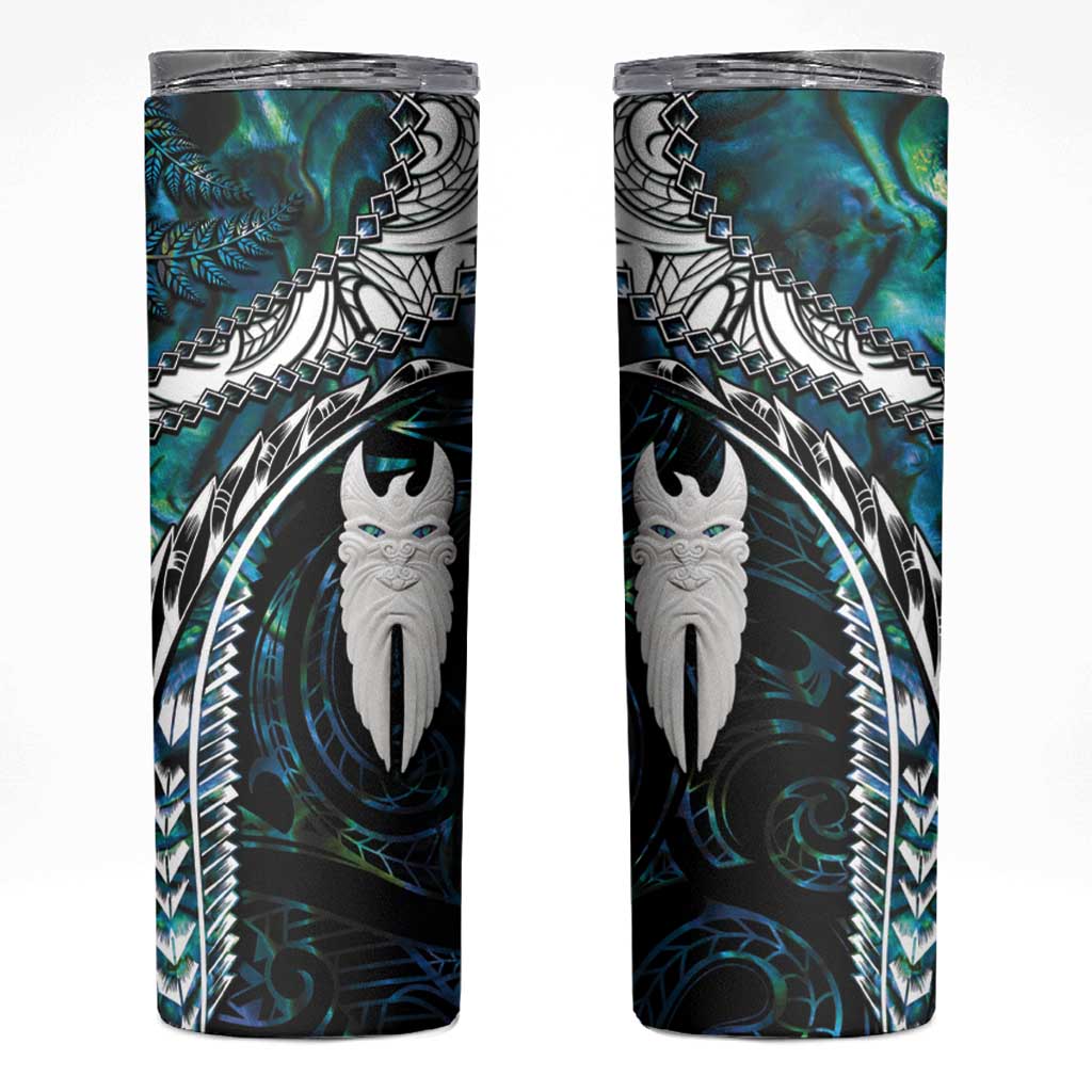 New Zealand Aotearoa Skinny Tumbler Maori Hei Rehua Paua Shell Glitter Green LT05 Green - Polynesian Pride