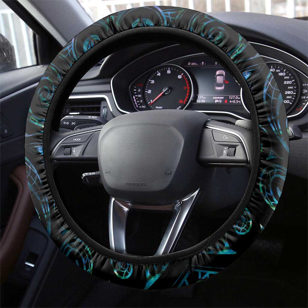 New Zealand Aotearoa Steering Wheel Cover Maori Hei Rehua Paua Shell Glitter Green LT05 - Polynesian Pride