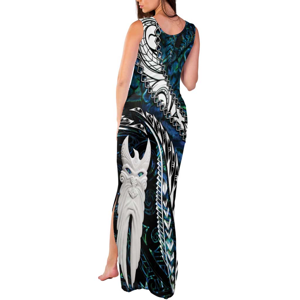 New Zealand Aotearoa Tank Maxi Dress Maori Hei Rehua Paua Shell Glitter Green LT05 - Polynesian Pride