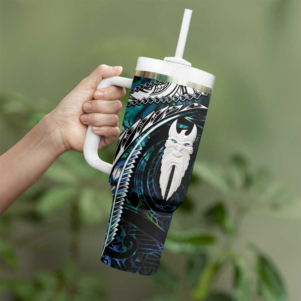 New Zealand Aotearoa Tumbler With Handle Maori Hei Rehua Paua Shell Glitter Green LT05 - Polynesian Pride