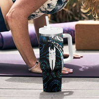 New Zealand Aotearoa Tumbler With Handle Maori Hei Rehua Paua Shell Glitter Green LT05 - Polynesian Pride