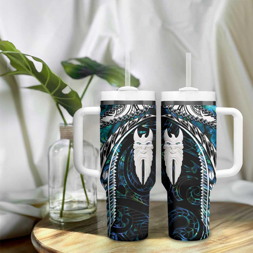 New Zealand Aotearoa Tumbler With Handle Maori Hei Rehua Paua Shell Glitter Green LT05 - Polynesian Pride