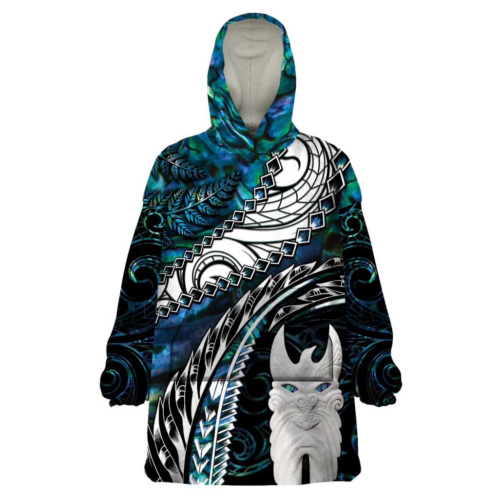 New Zealand Aotearoa Wearable Blanket Hoodie Maori Hei Rehua Paua Shell Glitter Green LT05 One Size Green - Polynesian Pride