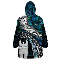 New Zealand Aotearoa Wearable Blanket Hoodie Maori Hei Rehua Paua Shell Glitter Green LT05 - Polynesian Pride