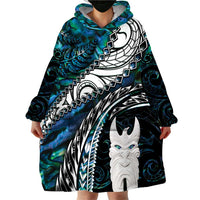 New Zealand Aotearoa Wearable Blanket Hoodie Maori Hei Rehua Paua Shell Glitter Green LT05 - Polynesian Pride