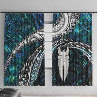 New Zealand Aotearoa Window Curtain Maori Hei Rehua Paua Shell Glitter Green LT05 With Hooks Green - Polynesian Pride