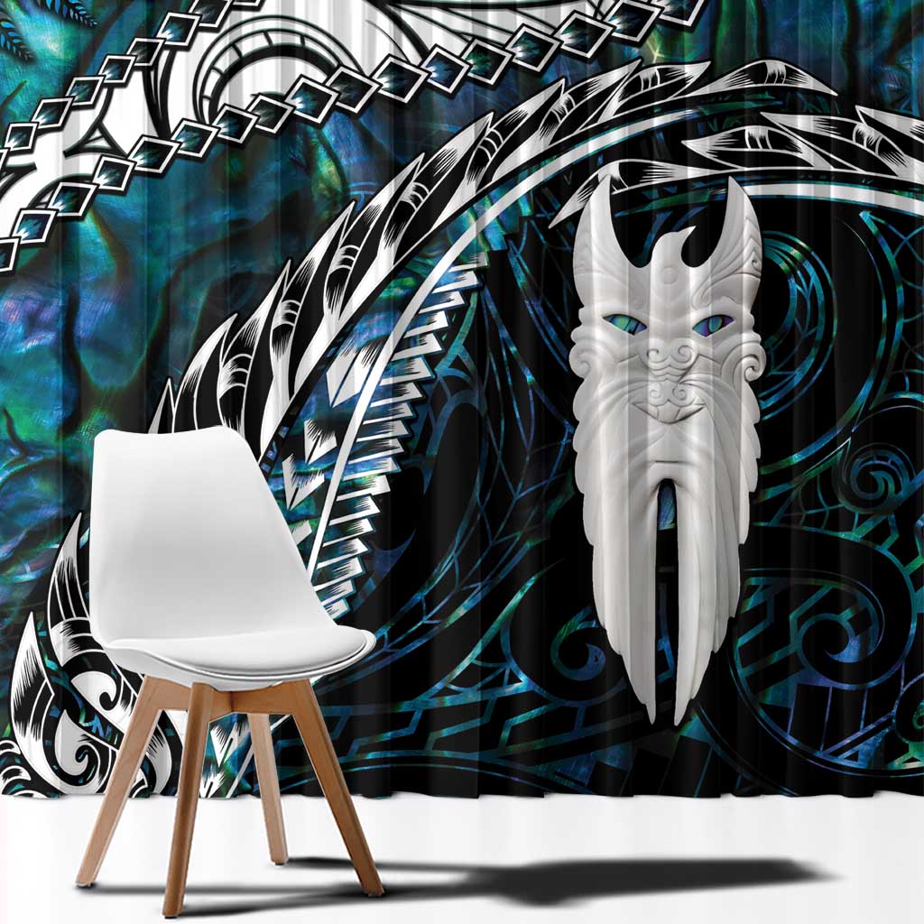 New Zealand Aotearoa Window Curtain Maori Hei Rehua Paua Shell Glitter Green LT05 - Polynesian Pride