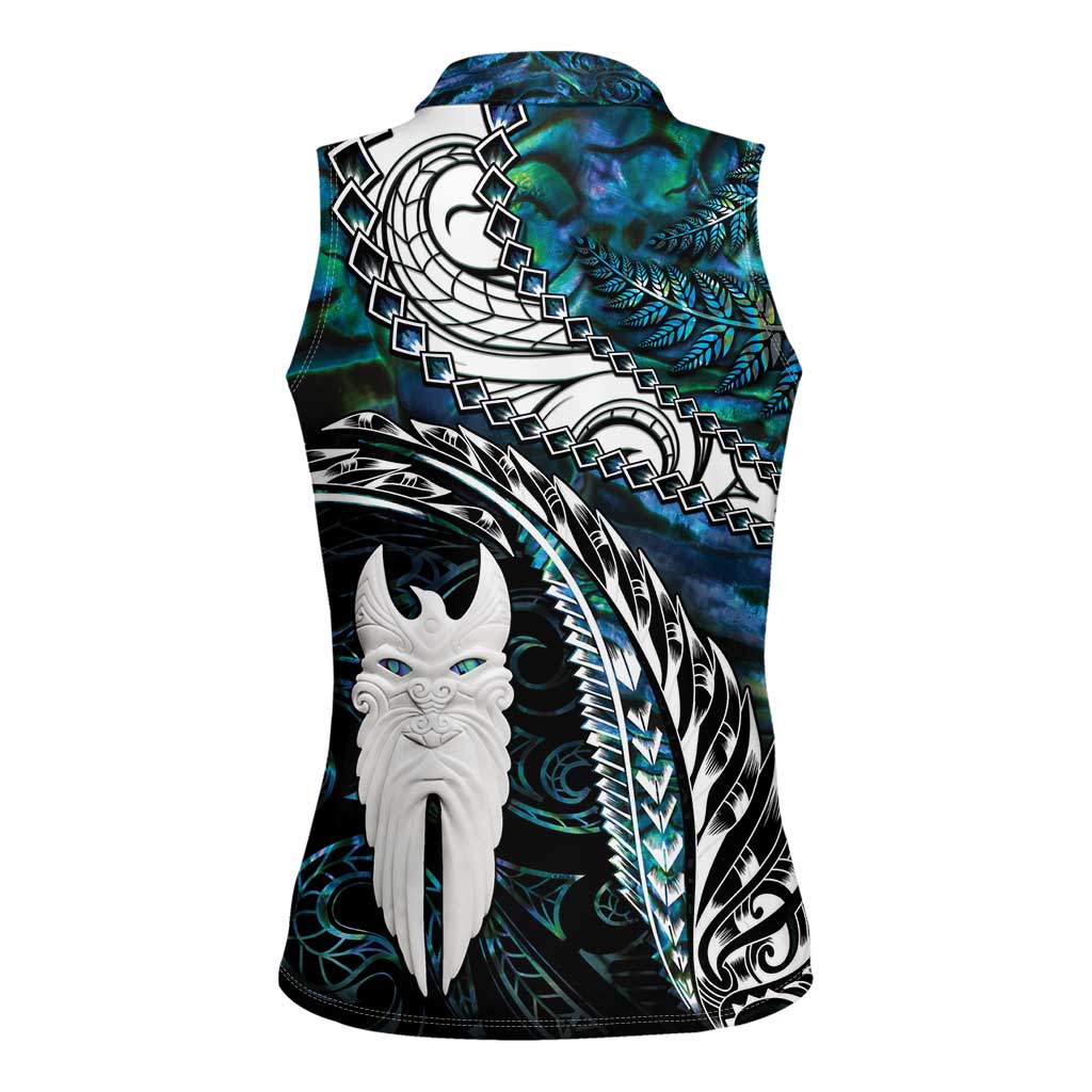 New Zealand Aotearoa Women Sleeveless Polo Shirt Maori Hei Rehua Paua Shell Glitter Green LT05 - Polynesian Pride