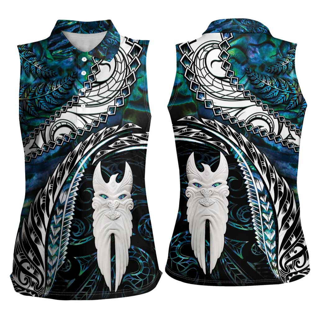 New Zealand Aotearoa Women Sleeveless Polo Shirt Maori Hei Rehua Paua Shell Glitter Green LT05 - Polynesian Pride
