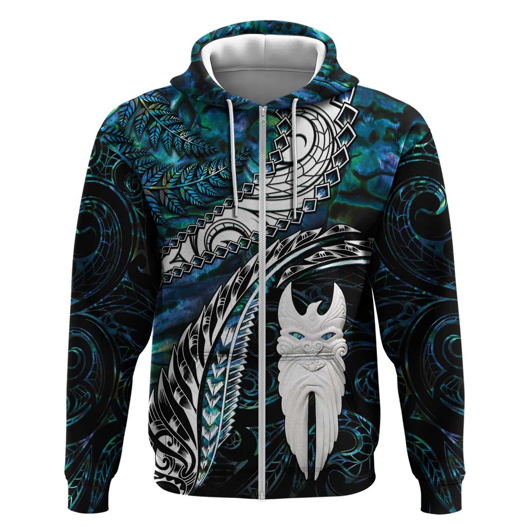 New Zealand Aotearoa Zip Hoodie Maori Hei Rehua Paua Shell Glitter Green LT05 Zip Hoodie Green - Polynesian Pride