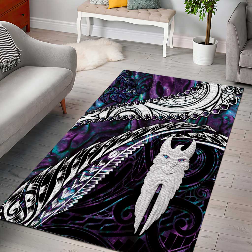 New Zealand Aotearoa Area Rug Maori Hei Rehua Paua Shell Glitter Purple LT05 - Polynesian Pride