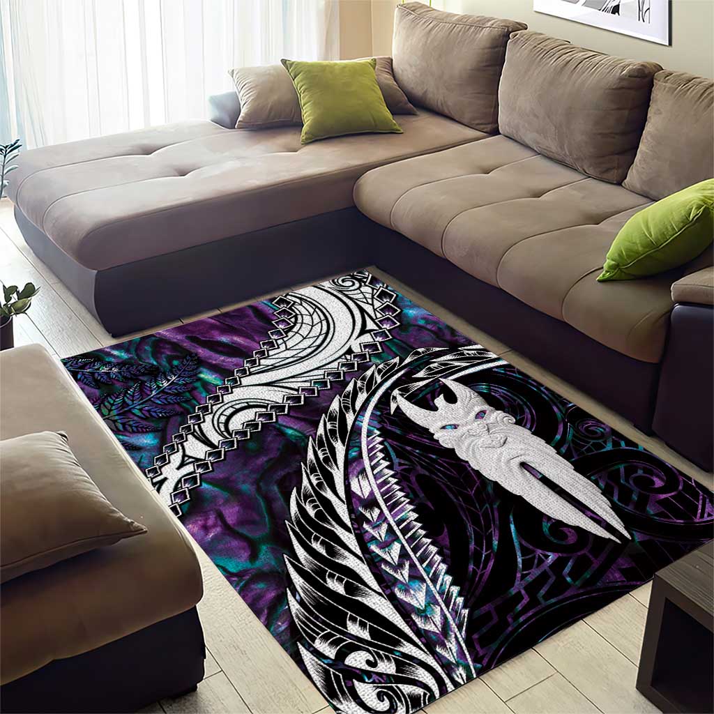 New Zealand Aotearoa Area Rug Maori Hei Rehua Paua Shell Glitter Purple LT05 - Polynesian Pride