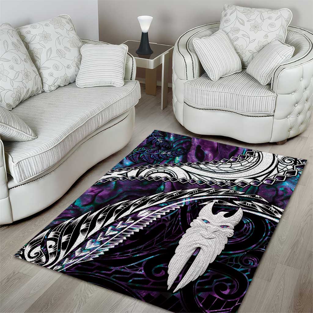 New Zealand Aotearoa Area Rug Maori Hei Rehua Paua Shell Glitter Purple LT05 - Polynesian Pride
